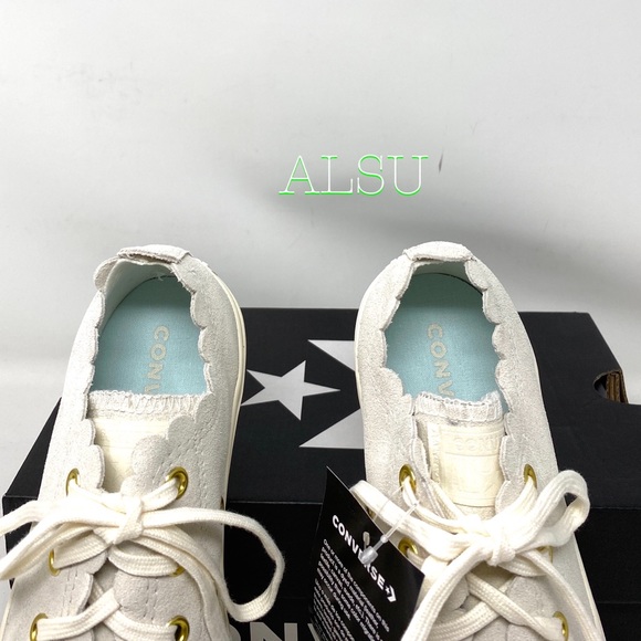 Converse Shoes Kids Ctas Low Top Suede Egret White Cream Canvas Size 363697C - Picture 5 of 9